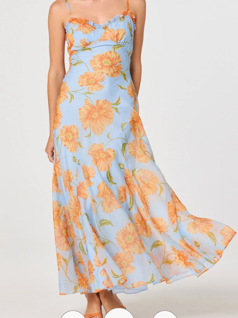 ASTR - midi dress orange and blue floral